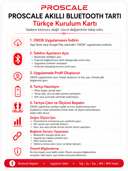 Akıllı Baskül Vücut Analizli Yağ Su Kas BMI BMR Ölçer Dijital Tartı